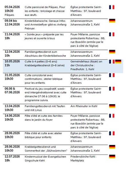 Termine für Kinder und Familien - deutsch / französisch